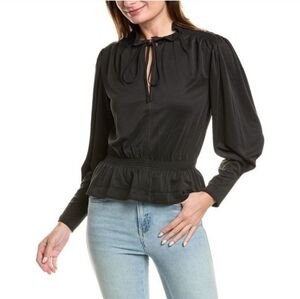 Rebecca Taylor Peplum Blouse Navy Blue XL